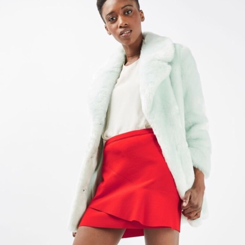 Topshop Red Ruffle Skirt